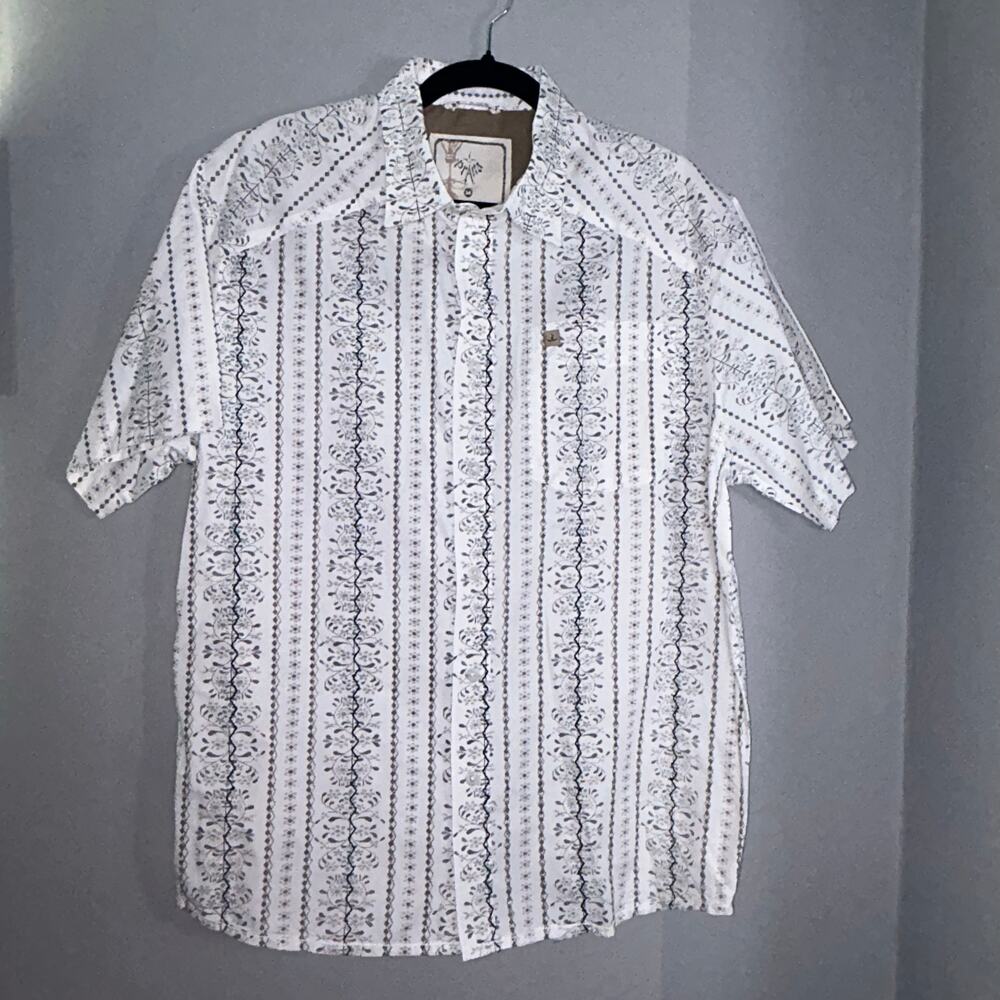 PrAna White S/S Button Up, Sz M, Slim Fit